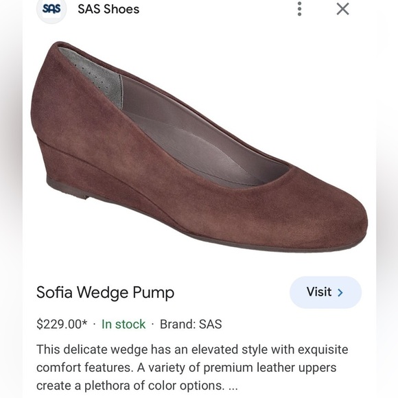 SAS Brown Suede Sophia Wedge Pumps - Picture 7 of 7
